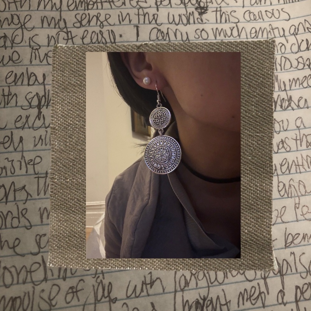 Floral Circular Statement Earrings - image 2